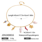 Stainless Steel Pearl Heart Necklace Oil Drop Collarbone Chain Jewelry