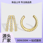 E0510 Simple Fashion Design Geometric Ear Clips for Women Copper Gold-Plated Micro-Inlaid Zircon Ear Jewelry