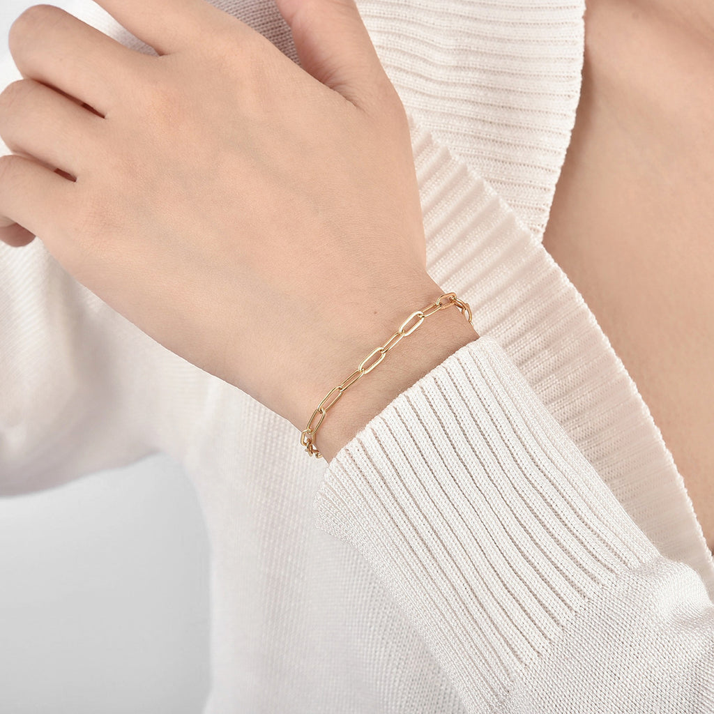 B0049 Bracelet Simple and Trendy Women's Metal Paperclip Oval Chain gold Bracelet