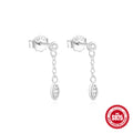 925 Sterling Silver cubic zirconia Pearl Tassel Chain Earrings — jewelry product photo 09 — jewelry finish and design detail