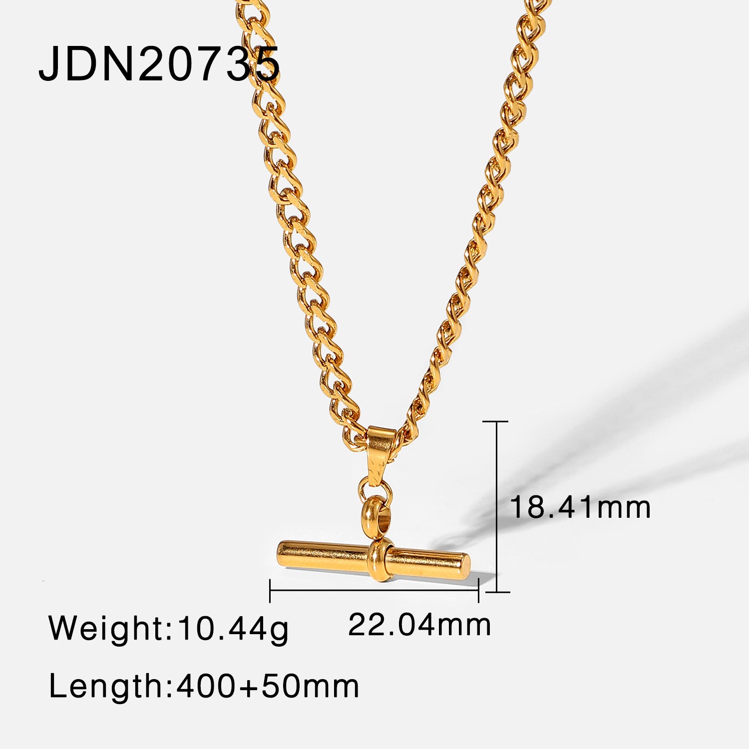 朋克嘻哈18K Gold Stainless Steel T Rod Pendant Rope Chain/Figaro Chain/Cuban Chain Choker Necklace