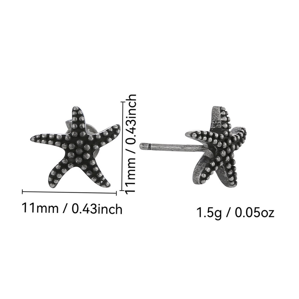 E0718 Summer Ocean Elements Ancient silver Starfish Earrings for Women Fashion Minimalist Style Ear Jewelry