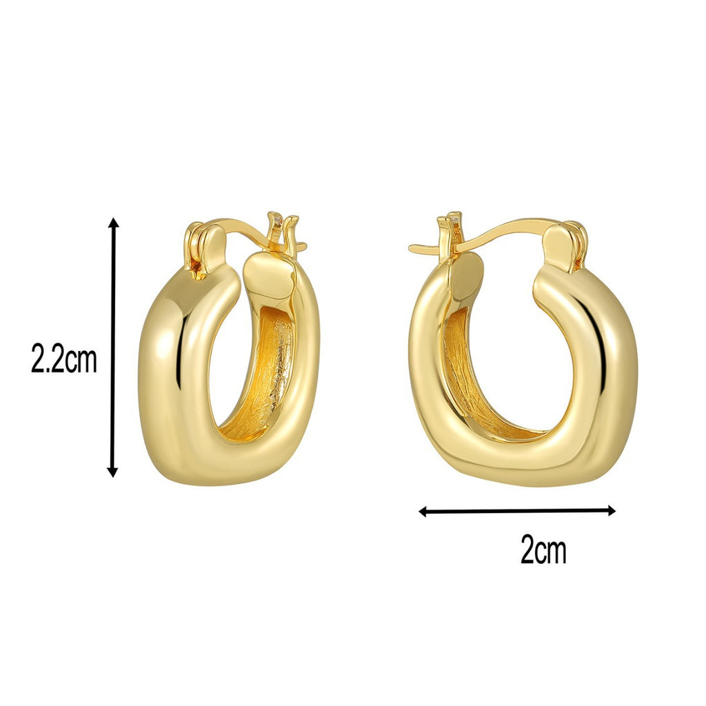 E0612 Stylish and Simple U Shaped Glossy Earrings Women's Brass Gold Plated Earrings