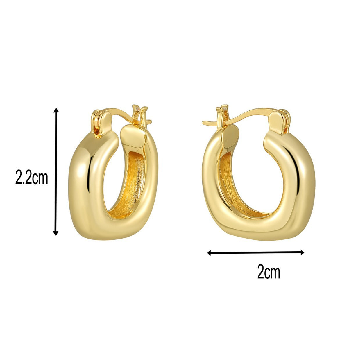E0612 Stylish and Simple U Shaped Glossy Earrings Women's Brass Gold Plated Earrings