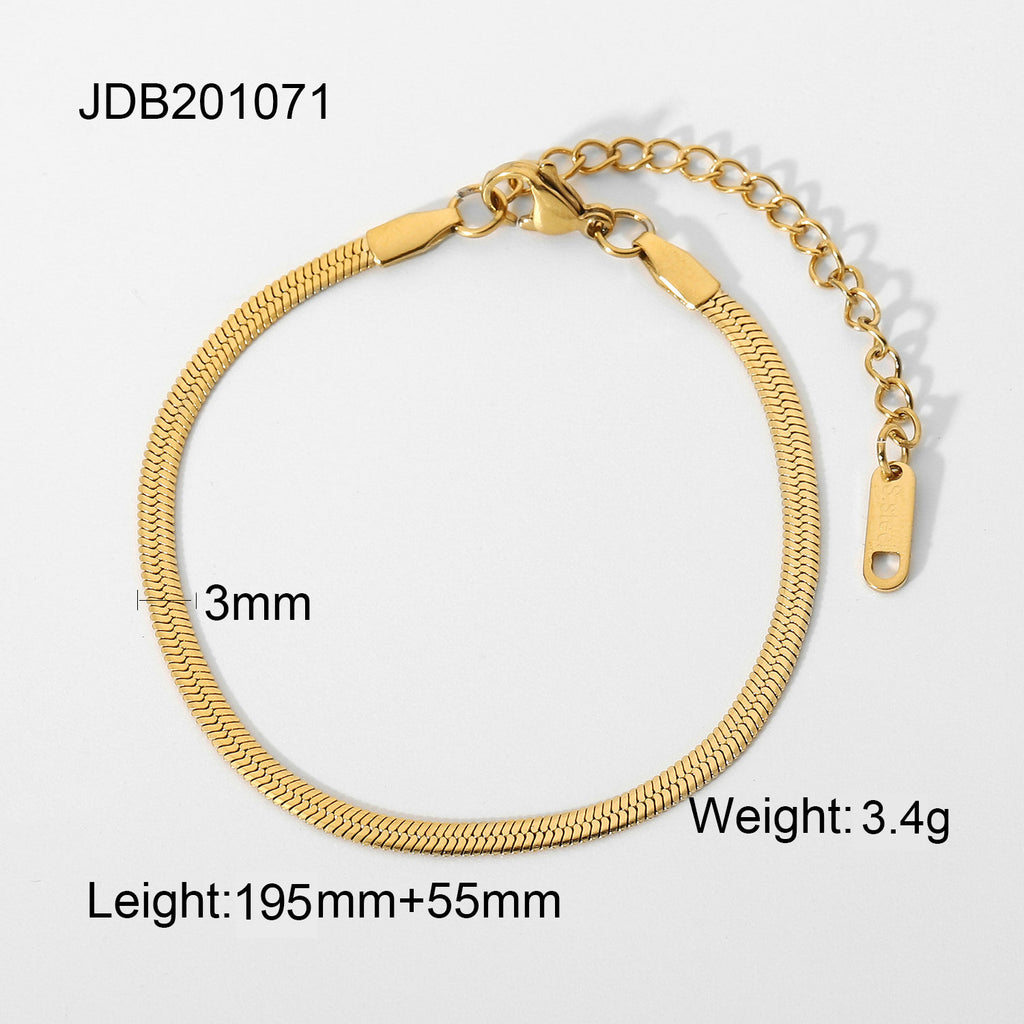 2H Stainless Steel Cuban Bracelet Versatile Bracelet Vacuum Electroplating Vintage Style Cuban Chain