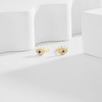 SE0250 S925Silver Blue Eyes Stud Earrings Inlaid Zircon Female Ear Jewelry Female