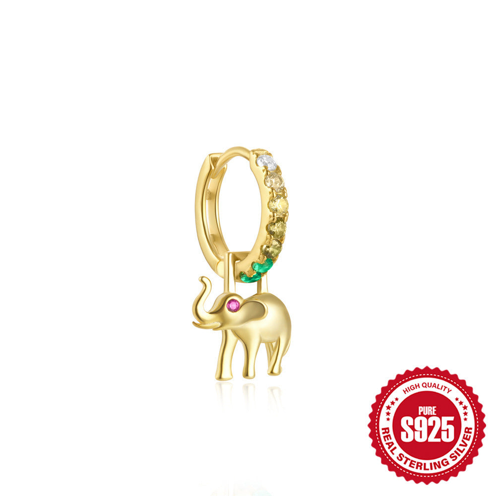 925Sterling Silver Inlaid Diamond Animal Goldfish Pendant Hoop Earrings Hot-Selling Heart Lightning Earrings for Women