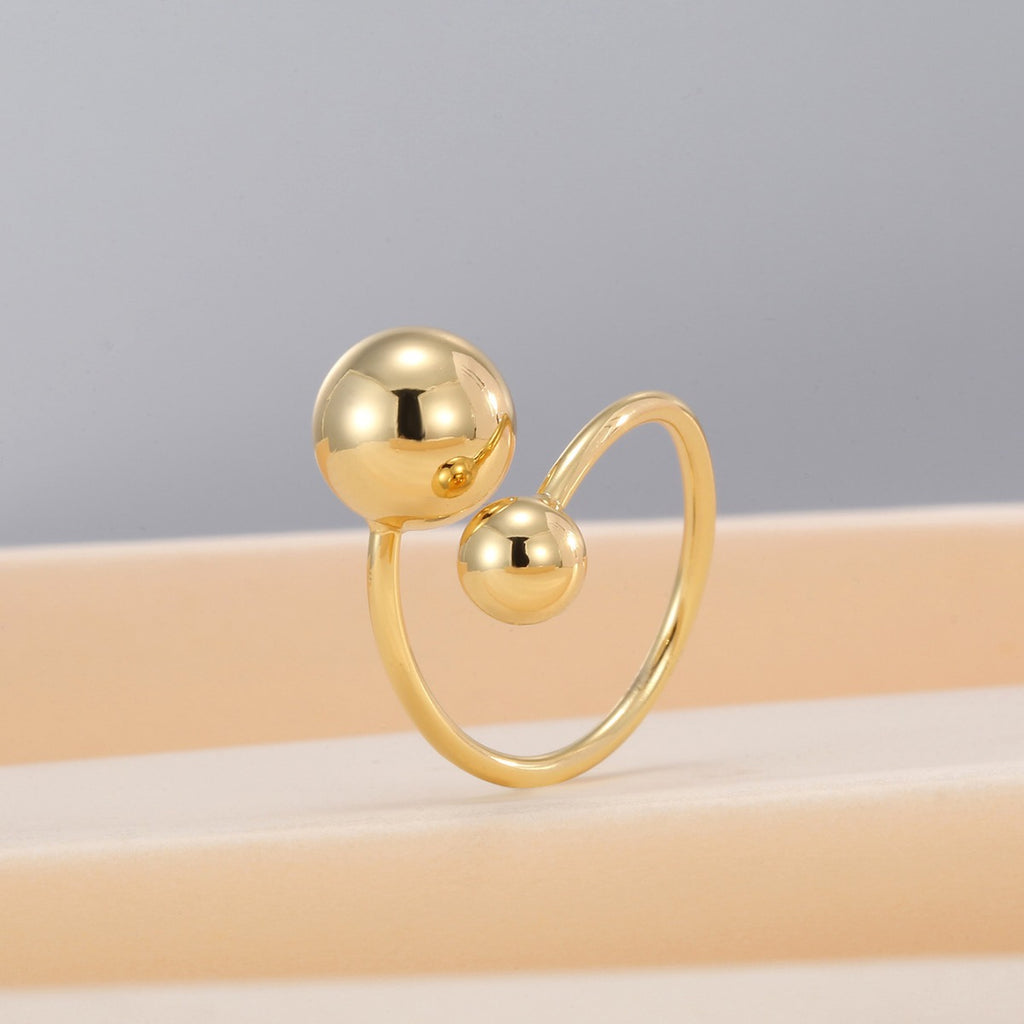 CYR0598 Asymmetric Round Bead Ring for Women Fashion Irregular Open Adjustable