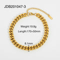 Modern 18K Gold-Plated Stainless Steel Cuban Link Bracelet with Layered Detail — material detail — jewelry finish and design detail