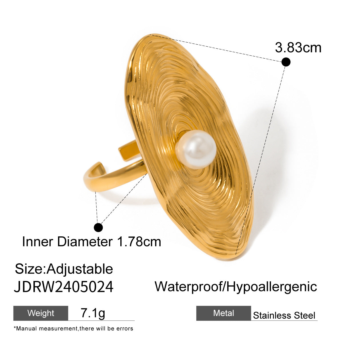 Pearl Ring Tail Ring Non-Fading Stainless Steel Product