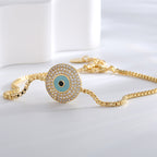 B0154 Creative Design Bracelet for Women with Eye Resin Micro Inlay White Zircon Demon Eye