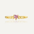 R0703 Cute Design Hollow Heart Ring for Women New Pink Heart-Shaped Zircon Tail Ring