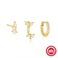 Minimalist Crystal 925 Sterling Silver Earring Set — earring silhouette — alternate angle 2 — jewelry finish and design detail