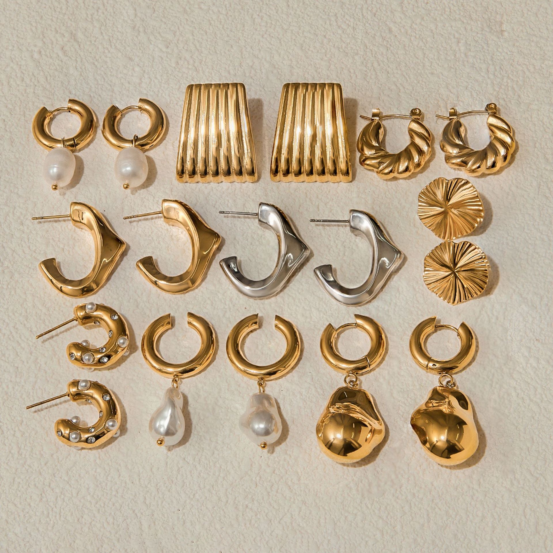 2H Stainless Steel Earrings Pearl Earrings Women's Design Accessories