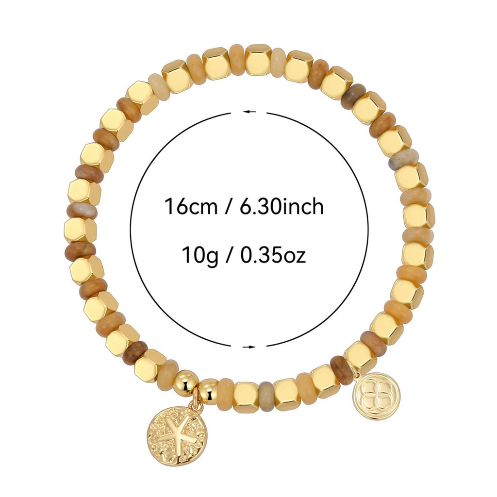 B0255 Vintage Fashion Seal Starfish Beaded Copper Plated14k Gold Holiday Bracelet