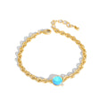 Gold-Plated Brass Round Stone Chain Bracelet shown as part of a fashion jewelry collection — jewelry finish and design detail