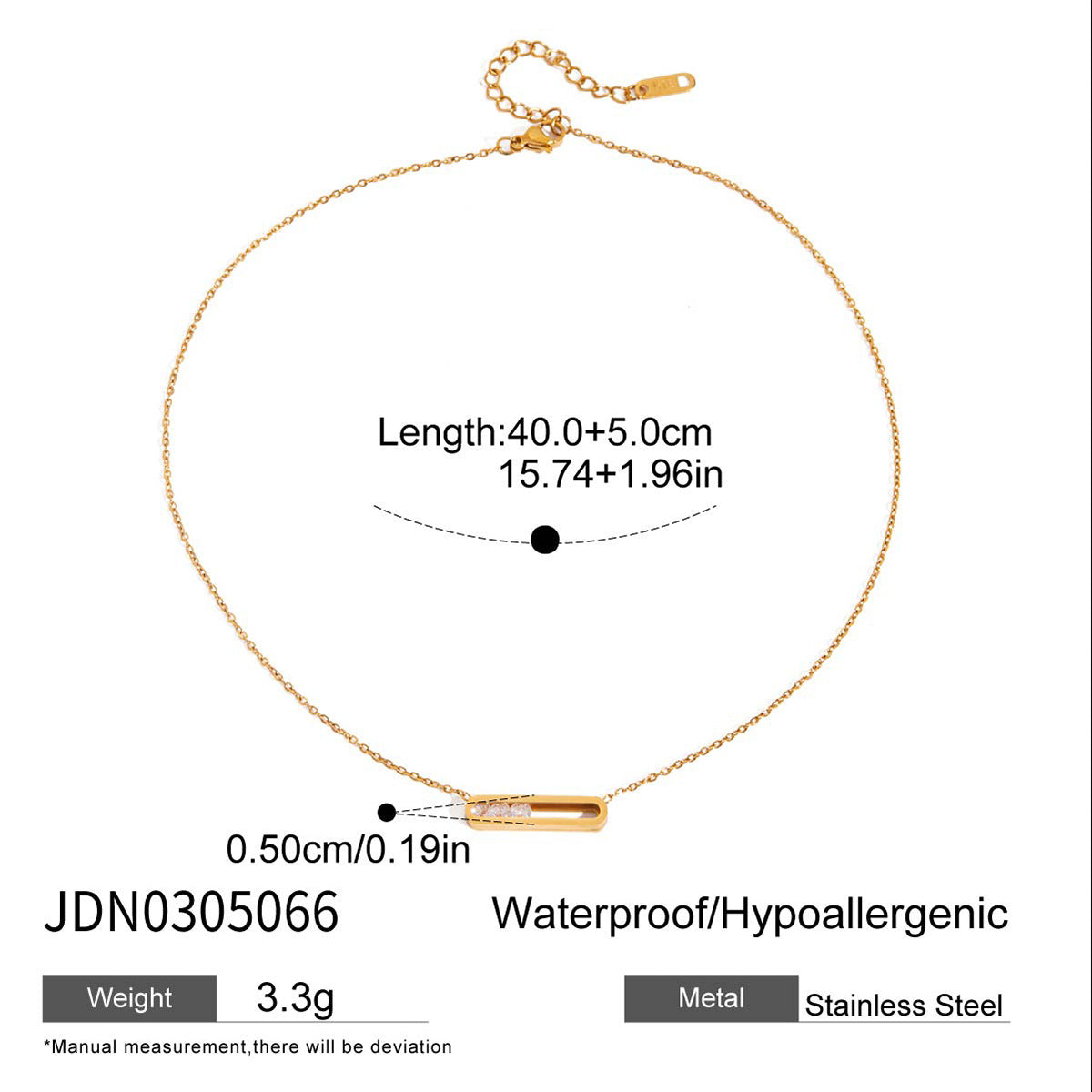 Rhinestone Necklace Non-Fading Collarbone Chain Stainless Steel Jewelry