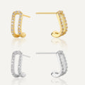 Gold-Plated 925 Sterling Silver Double Layer Half Circle Earrings — front view