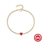 S925 Sterling Silver Tennis Ball CZ Bracelet Love Heart Design Women
