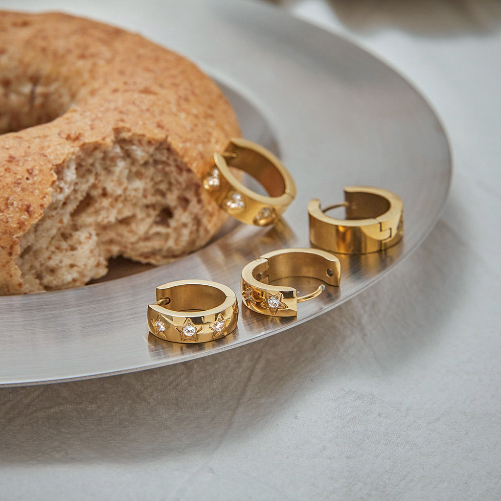 Stainless Steel Heart Earrings Zirconia Studs Non-Fading Jewelry for Women