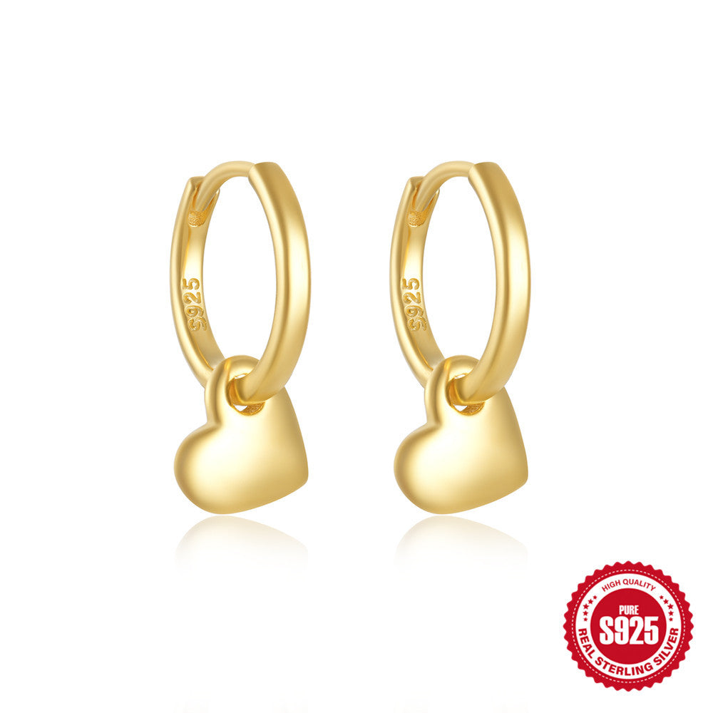 Classic925Sterling Silver Inlaid Diamond Hoop Earrings Heart Devil's Eye Ear Cuff Earrings Hot Sale Minimalist Style Ear Jewelry