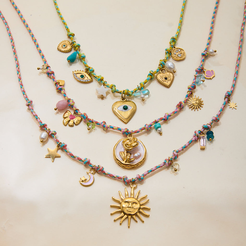 2H Stainless Steel Heart Layered Necklace Collarbone Chain Non-Fading Jewelry