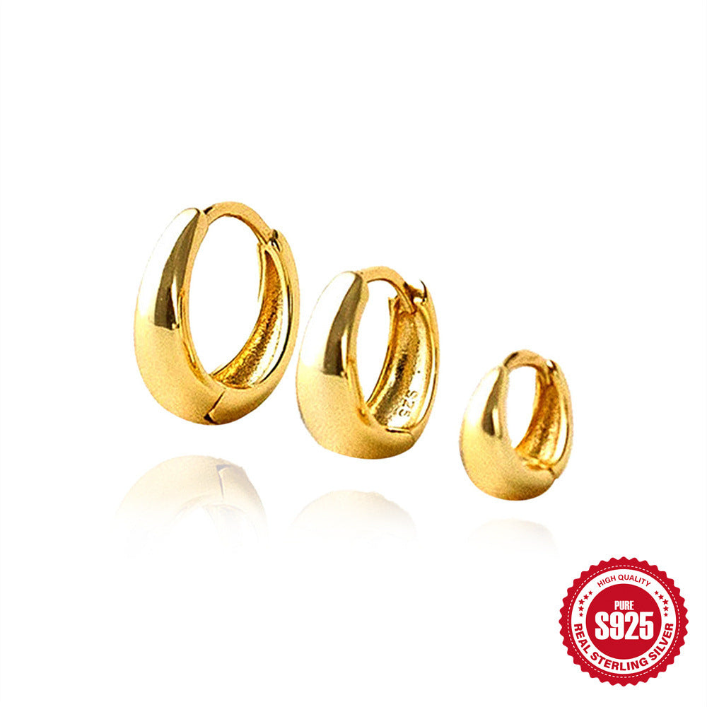 s925Pure Silver Minimalist Round Wide Ear Cuff Hoop Earrings Hot Sale Geometric Small Smooth Earrings Jewelry