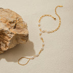 2H Stainless Steel Freshwater Pearl Finger Bracelet Jewelry for Women, Non-Fading