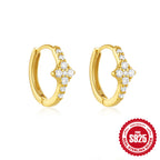 S925Sterling Silver Inlaid Diamond Floral Hoop Earrings Hot Sale Simple Daily Matching Classic Earrings