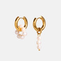 Gold-Plated Pearl Stainless Steel Stud Earrings — alternate angle — jewelry finish and design detail
