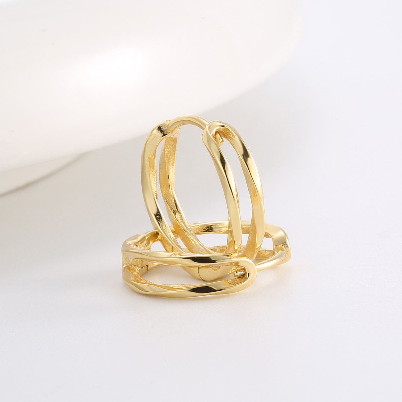 SE0079 S925Silver Elegant Fashion Hollow Earrings for Women Minimalist Plated14K Gold Earrings