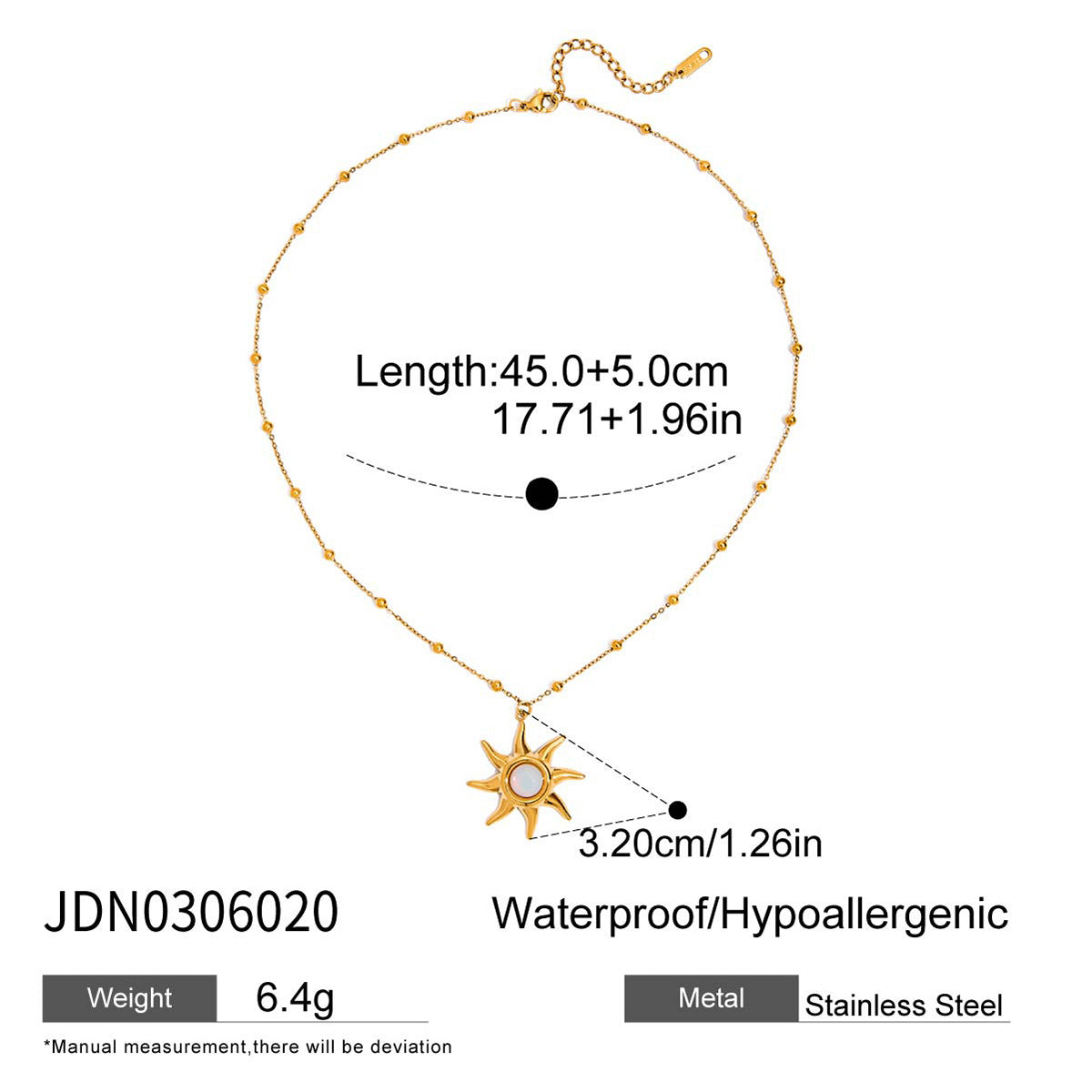 Original Design Necklace Collarbone Chain Stainless Steel Sun Earrings Jewelry for Women