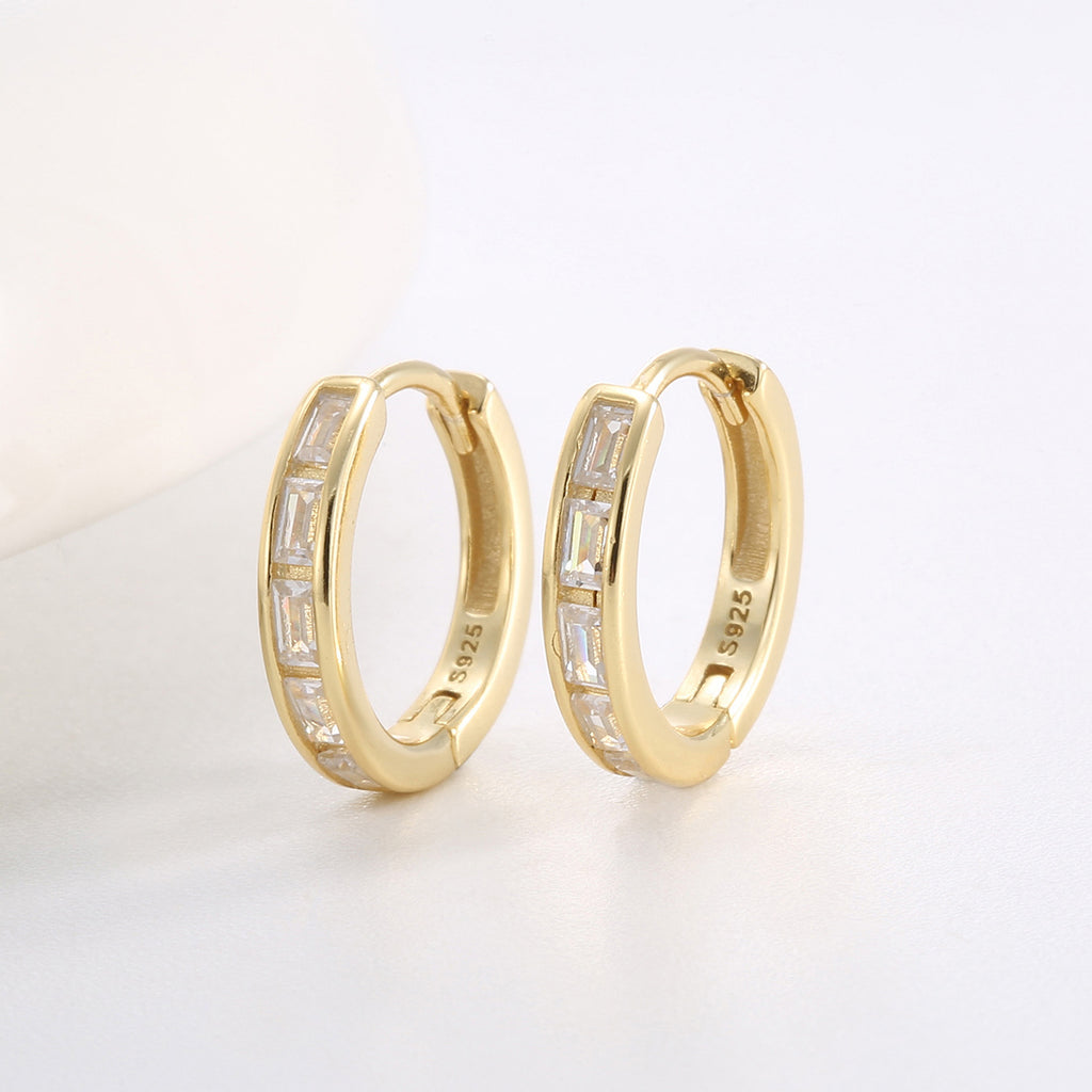 14K Gold-Plated 925 Sterling Silver Square Zircon Earrings — design detail