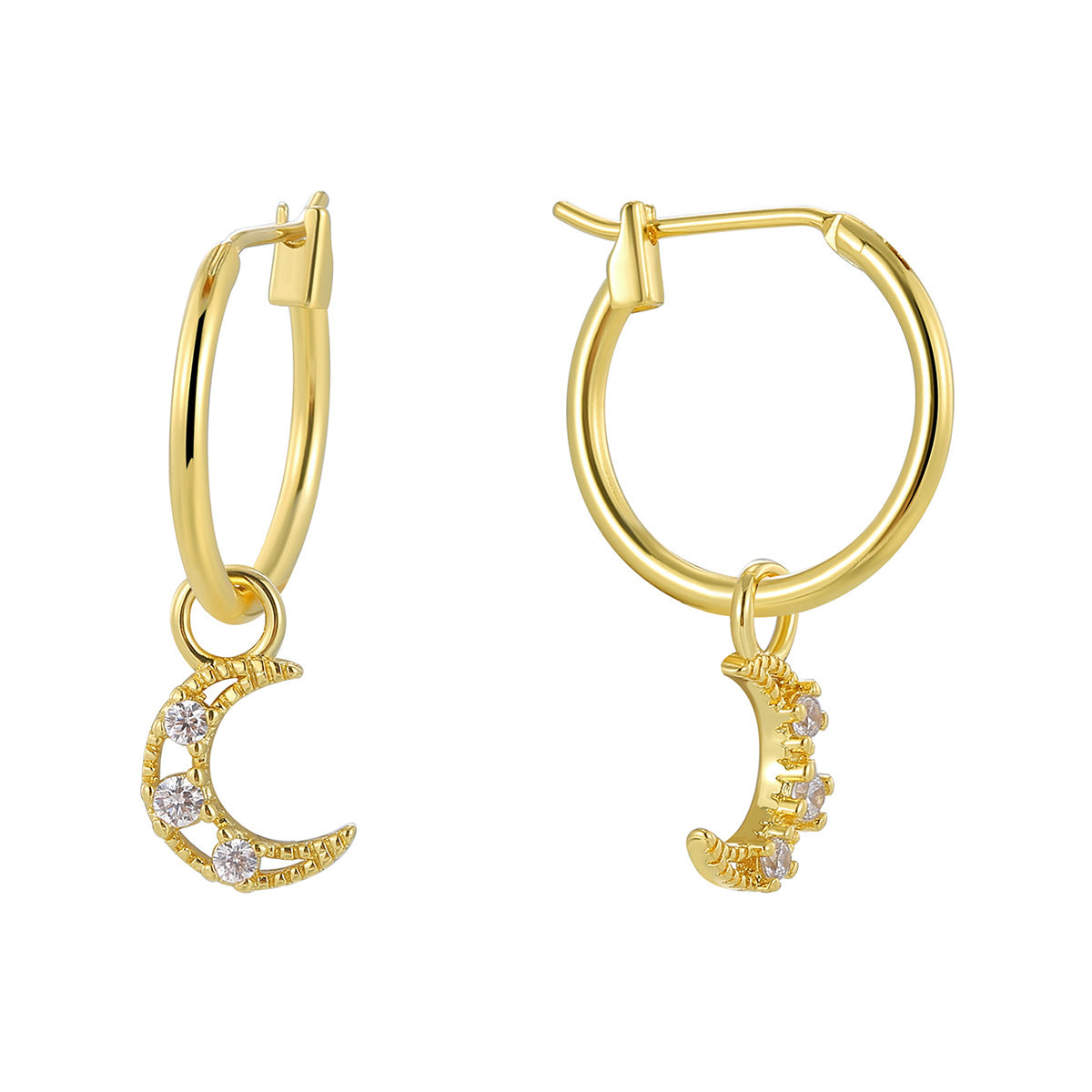 E0820 Fashion Earrings for Women Gold-Plated Hollow Moon Zircon Jewelry Drop Earrings
