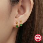 S925Sterling Silver Rose Flower Heart Diamond Stud Earrings for Women Korean Style Romantic Mini Petite Three-Dimensional Small Flower Ear Jewelry