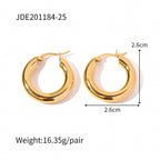 French Style Round Non-Fading Earrings Exaggerated Personality Simple Ear Jewelry Stainless Steel Earrings for Women