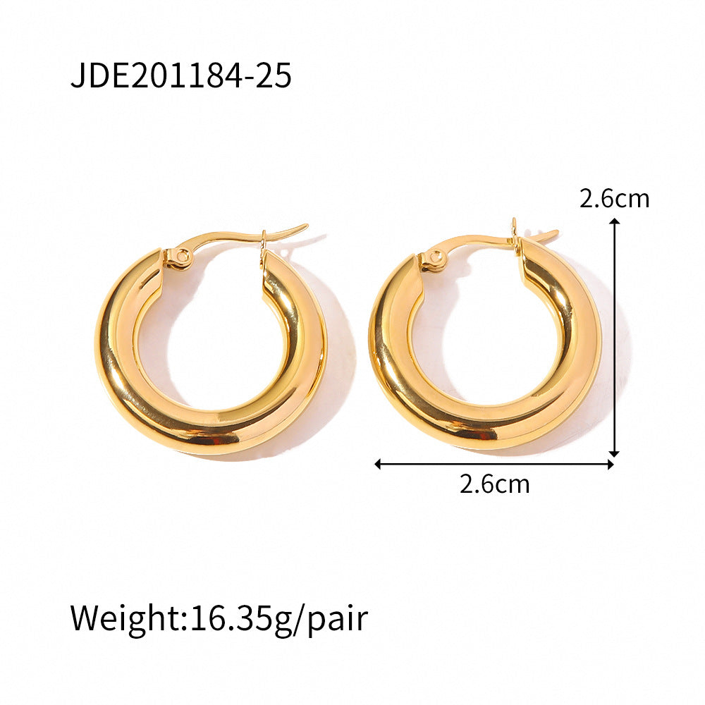 French Style Round Non-Fading Earrings Exaggerated Personality Simple Ear Jewelry Stainless Steel Earrings for Women