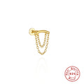Pearl Double-Chain 925 Sterling Silver Cartilage Stud — decorative detail — jewelry finish and design detail