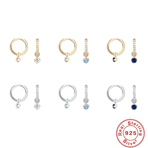 Creative Crystal-Set 925 Sterling Silver Hoop Earrings — side profile