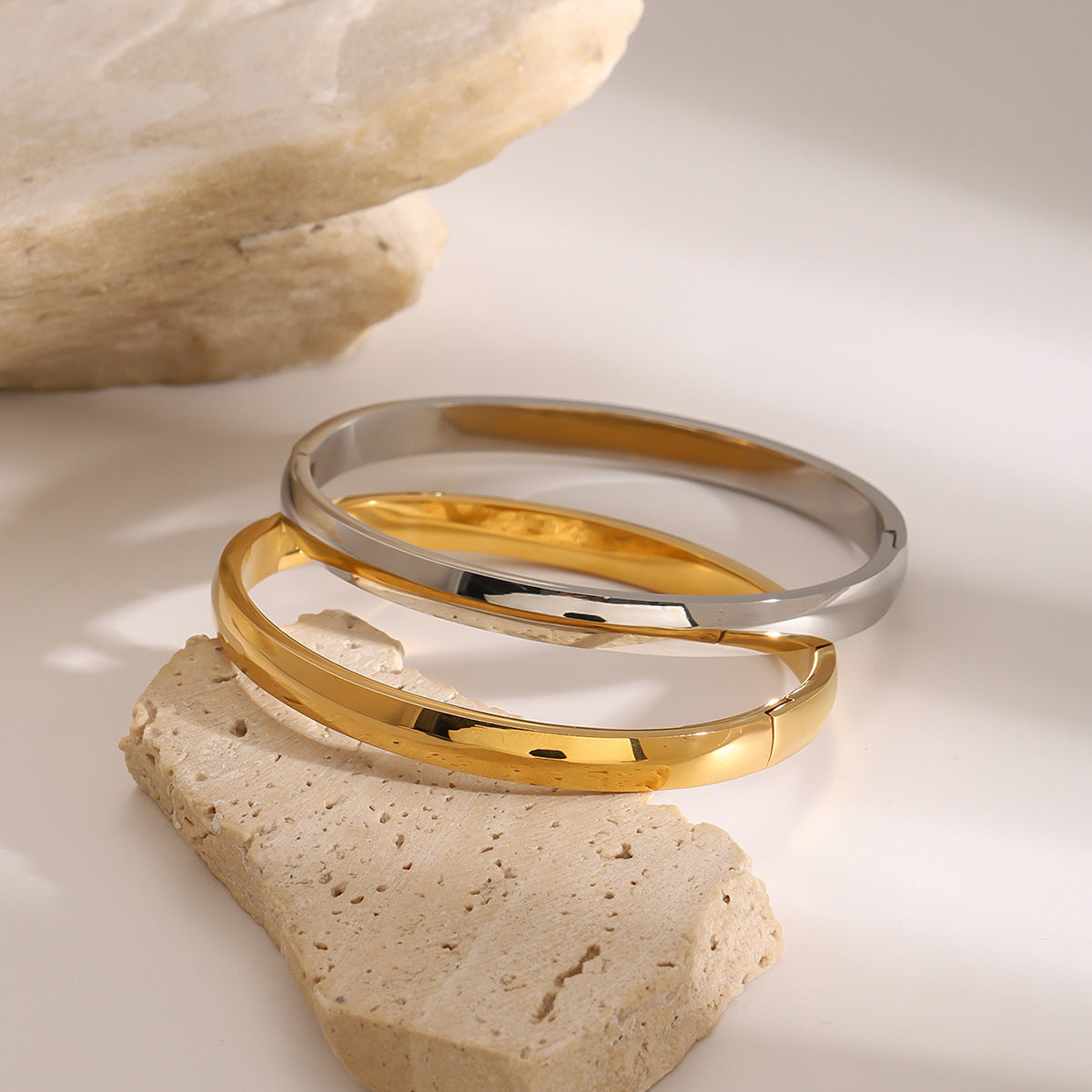 Stainless Steel Plain Ring Bracelet Smooth Clasp Bangle Bracelet