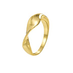 R0469 Minimalist Fashion Smooth Design Cool Ring for Women Copper Plated with Real Gold Unique Irregular Tail Ring