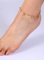 A0027 Modern Simple Versatile Checkered Anklet for Women with Design Sense, Small Round Beads Inlaid with White Zircon Foot Jewelry