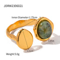 Stone Open Profile Stainless Steel Gold-Plated Cuff Bracelet — product styling — jewelry finish and design detail