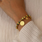 B0308 Simple Engraved Bracelet Expressing Love Fashionable Chalcedony Stone Beaded