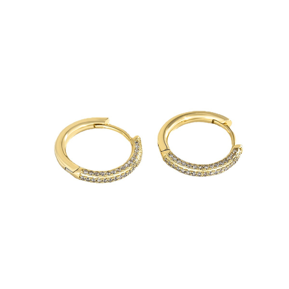 E0198 Hot Selling Circle Earrings Brass Gold-Plated Jewelry Full Diamond Zircon Texture18mm Hoop Earrings
