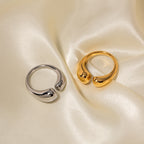 High Polished Gold Plated Stainless Steel Chunky Ring for Women Adjustable Open Ring Jewelry