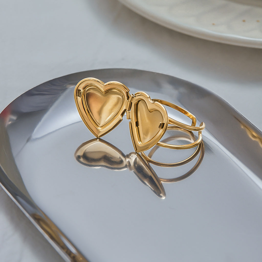 2H Stainless Steel Love Heart Ring Non-Fading Jewelry for Women ring Ornament