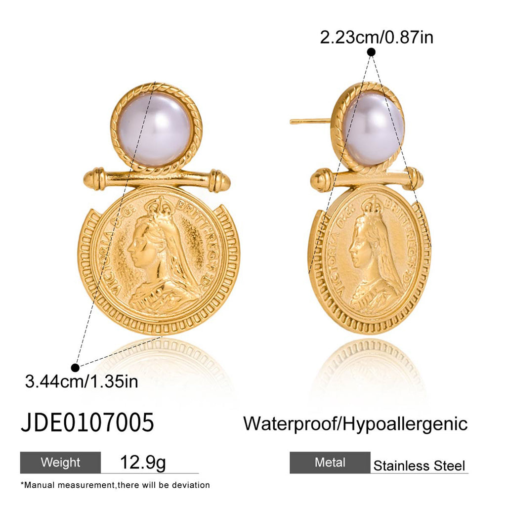 2H Coin Earrings Stainless Steel Jewelry for Women Non-Fading earrings