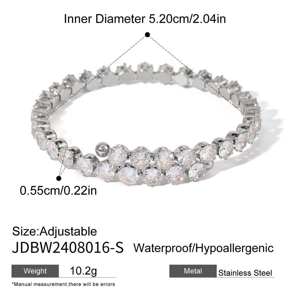 Stainless Steel Zircon Bracelet Open Bangle bracelet
