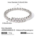 Cubic Zirconia Open Profile Gold-Plated Stainless Steel Cuff Bracelet — product profile — jewelry finish and design detail